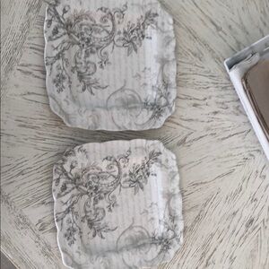 222 Fifth “Love Poem” Gray Floral Square Plates